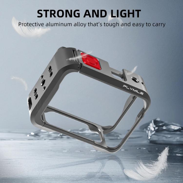 For Insta360 Ace Pro / Ace Pro 2 Flymile Rabbit Cage Metal Protective Frame Extension Action Camera Accessories - Black