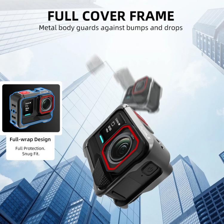 For Insta360 Ace Pro / Ace Pro 2 Flymile Rabbit Cage Metal Protective Frame Extension Action Camera Accessories - Black