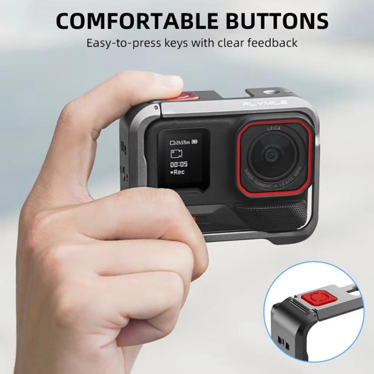 For Insta360 Ace Pro / Ace Pro 2 Flymile Rabbit Cage Metal Protective Frame Extension Action Camera Accessories - Black