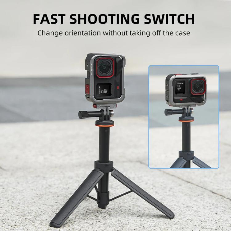 For Insta360 Ace Pro / Ace Pro 2 Flymile Rabbit Cage Metal Protective Frame Extension Action Camera Accessories - Black