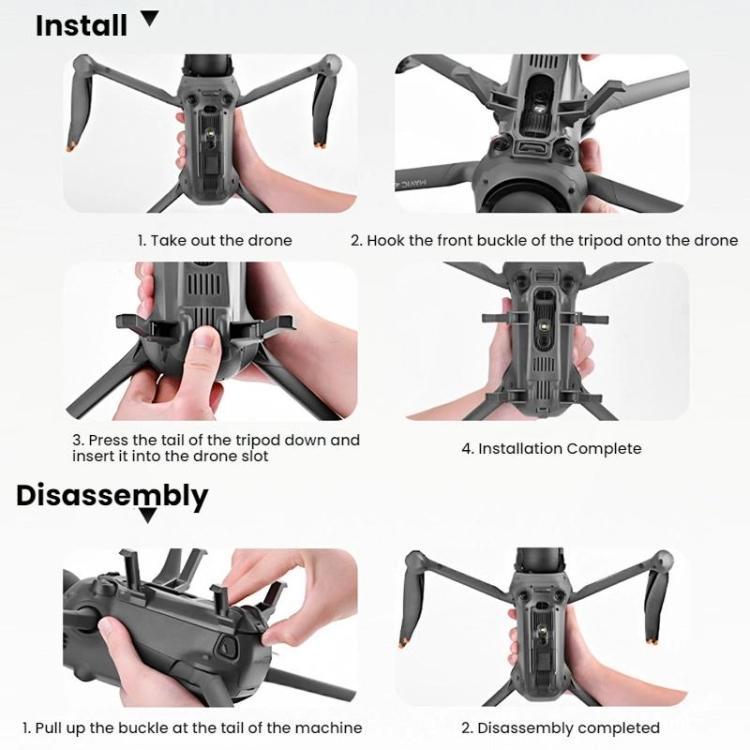 For DJI Mavic 4 Pro BRDRC Heightened Support Tripod Landing Gear Accessory - Gray