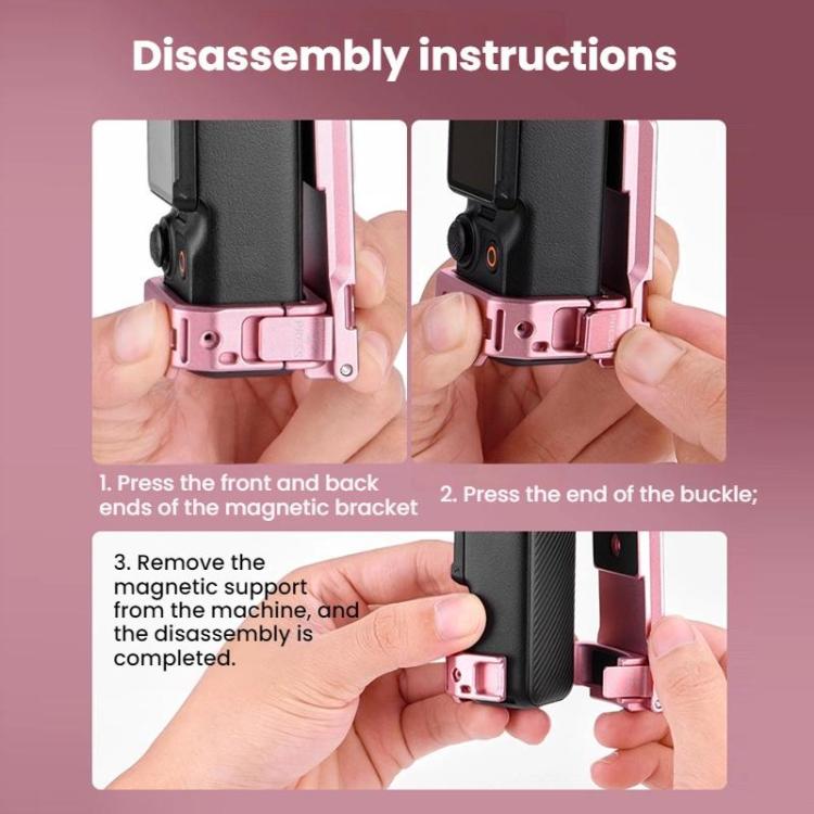 For DJI Osmo Pocket 3 BRDRC Magnetic Mount Expandable Back Clip Adapter - Pink