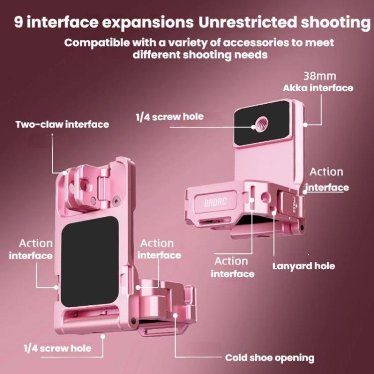 For DJI Osmo Pocket 3 BRDRC Magnetic Mount Expandable Back Clip Adapter - Pink