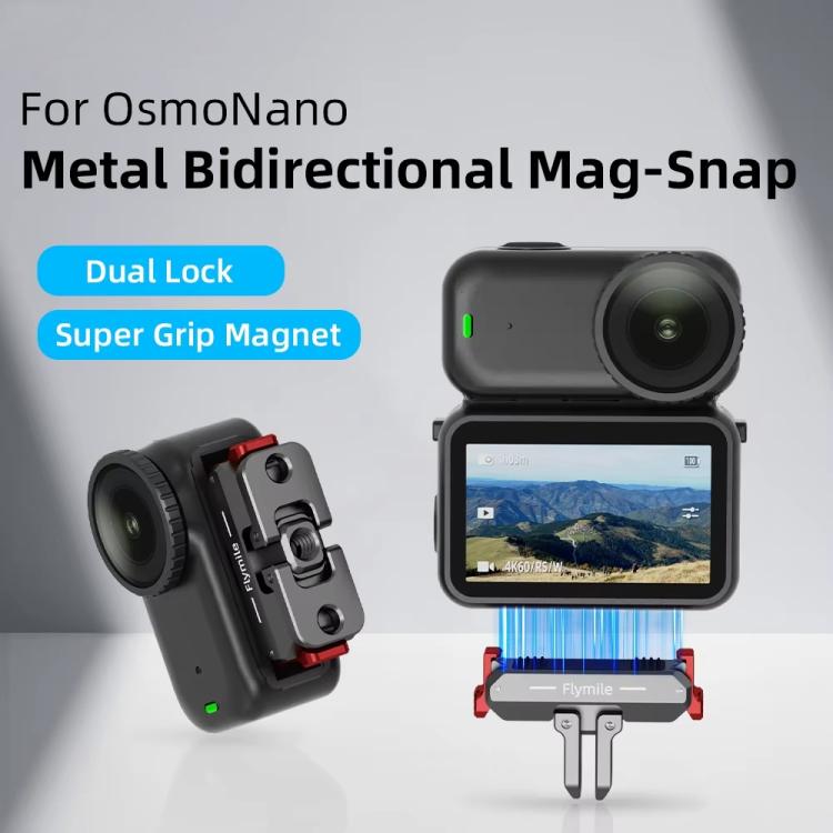 For DJI Osmo Nano Flymile Magnetic Quick-Release Base Two-Jaw Foldable Extension Bracket Accessories For Action Cameras, Version: Metal