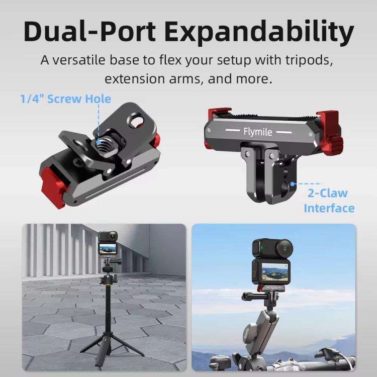 For DJI Osmo Nano Flymile Magnetic Quick-Release Base Two-Jaw Foldable Extension Bracket Accessories For Action Cameras, Version: Metal