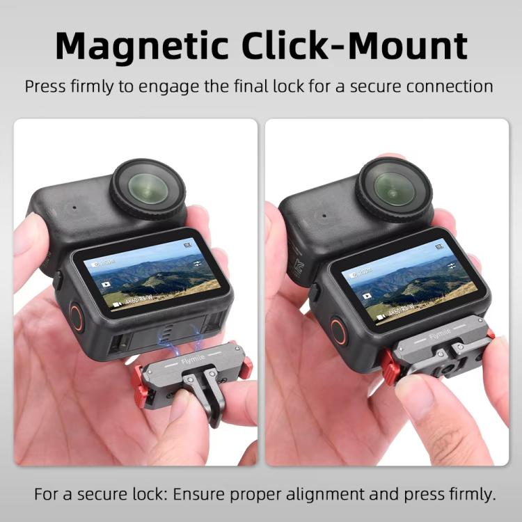 For DJI Osmo Nano Flymile Magnetic Quick-Release Base Two-Jaw Foldable Extension Bracket Accessories For Action Cameras, Version: Metal