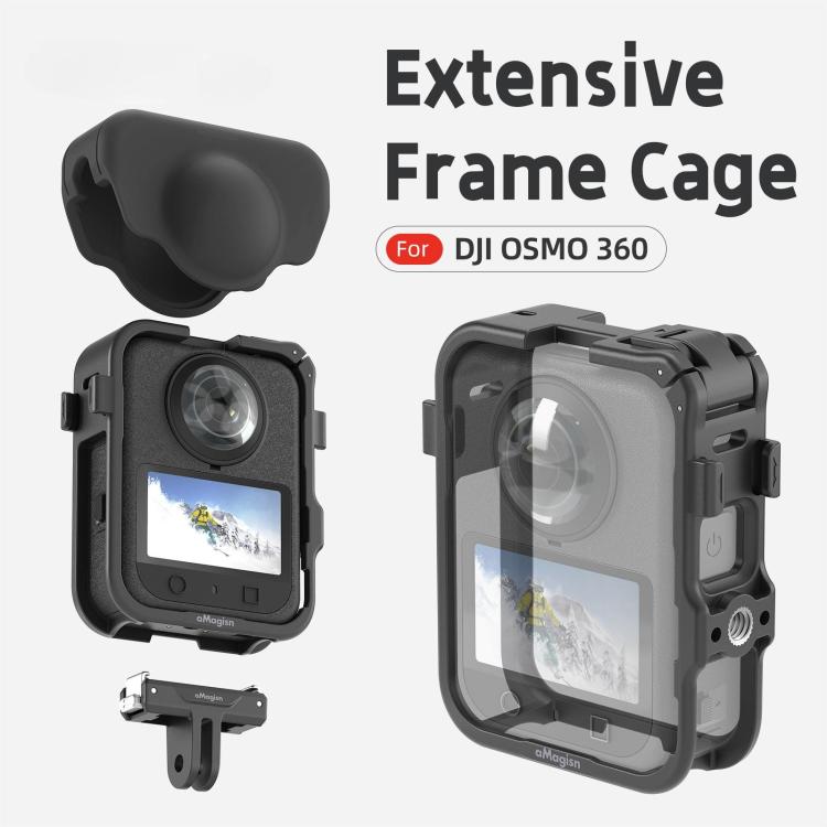 For DJI Osmo 360 aMagisn Expansion Cage Plastic Frame with Lens Cap - Black