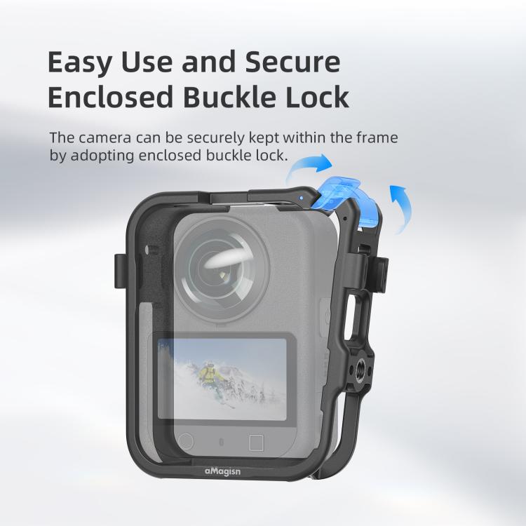 For DJI Osmo 360 aMagisn Expansion Cage Plastic Frame with Lens Cap - Black