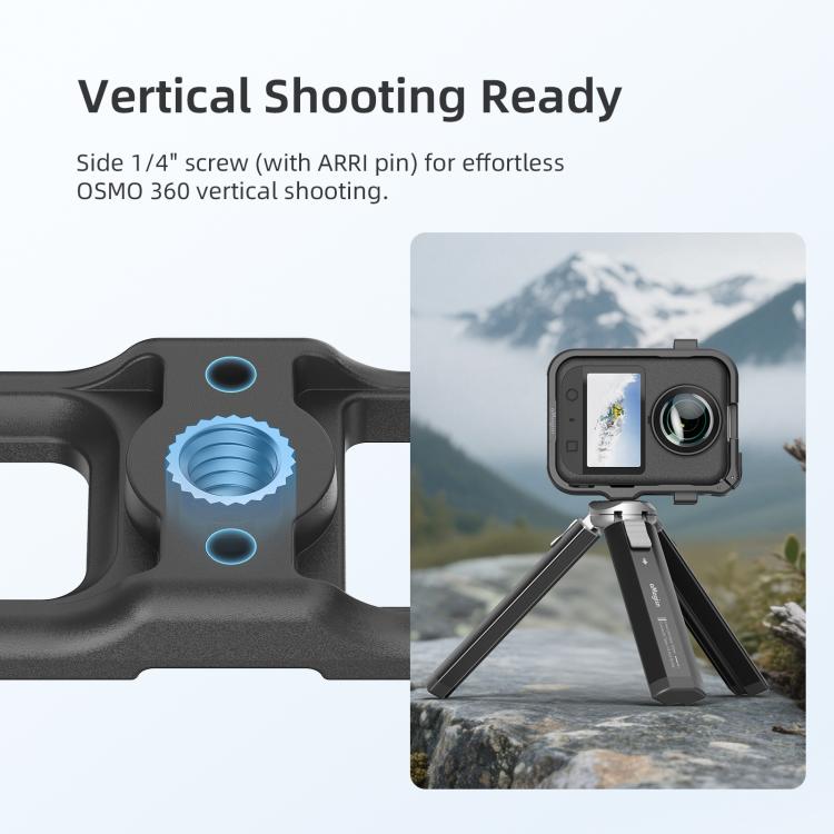 For DJI Osmo 360 aMagisn Expansion Cage Plastic Frame with Lens Cap - Black