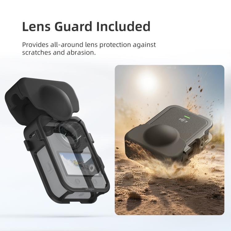 For DJI Osmo 360 aMagisn Expansion Cage Plastic Frame with Lens Cap - Black