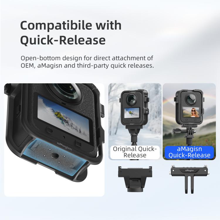 For DJI Osmo 360 aMagisn Expansion Cage Plastic Frame with Lens Cap - Black