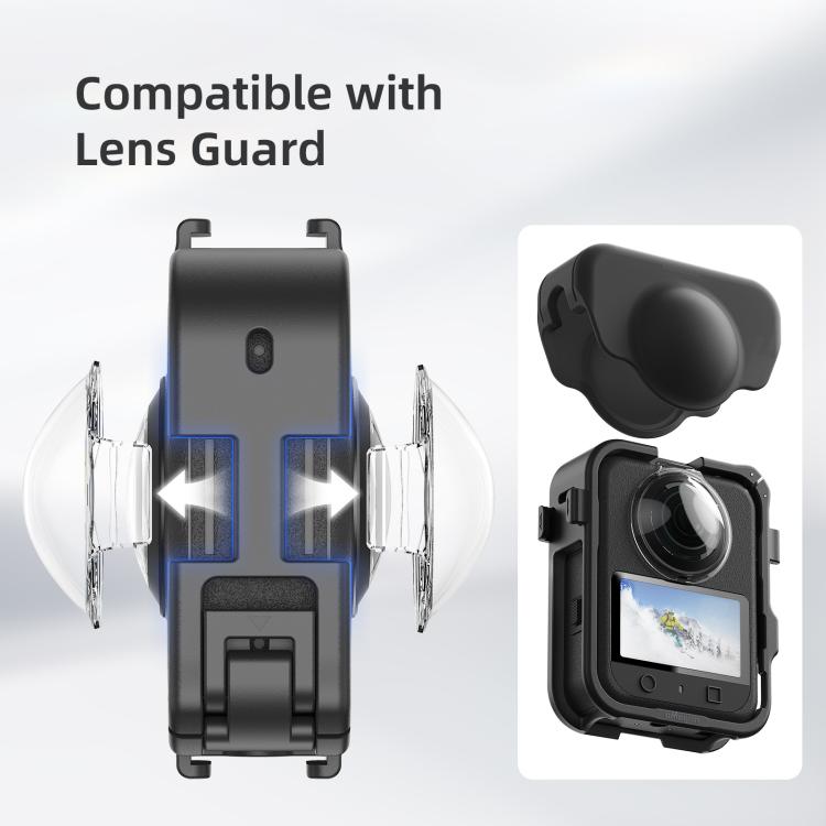 For DJI Osmo 360 aMagisn Expansion Cage Plastic Frame with Lens Cap - Black