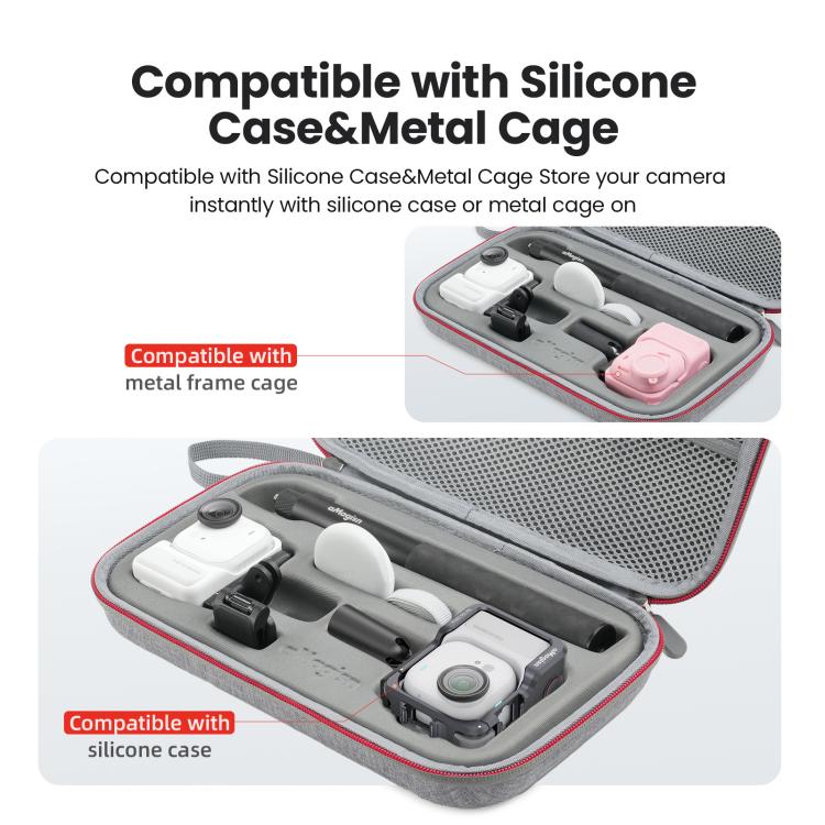 For Insta360 GO Ultra aMagisn Storage Case Protective Bag for Camera, Silicone Sleeve, Cage, Selfie Stick and Accessories, Size: M