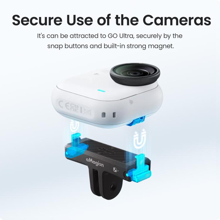 For Insta360 Go Ultra Camera aMagisn Quick Release Magnetic Base Plastic Mount Adapter - Black