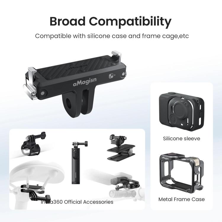 For Insta360 Go Ultra Camera aMagisn Quick Release Magnetic Base Plastic Mount Adapter - Black