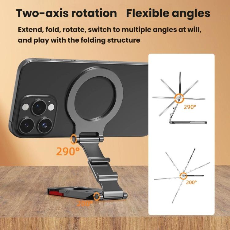 Flymile MB015 Magsafe Magnetic Cell Phone Shooter Folding Metal Clip 1/4 Expanding Stand Accessory