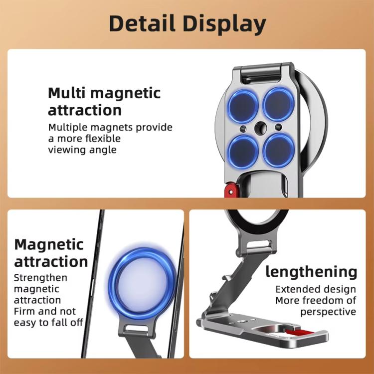 Flymile MB015 Magsafe Magnetic Cell Phone Shooter Folding Metal Clip 1/4 Expanding Stand Accessory