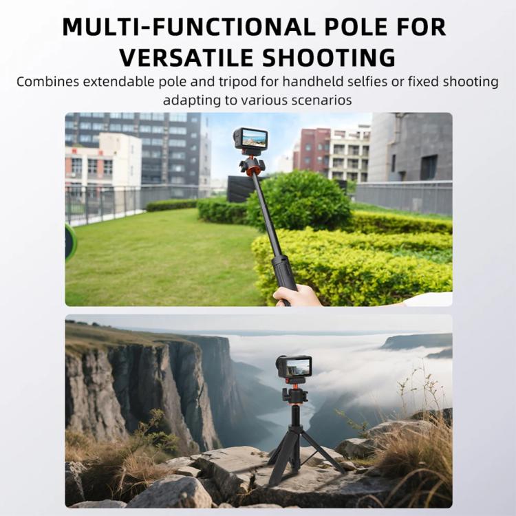 For DJI Osmo Action 3 / 4 / 5 Pro Flymile AC5012_5 Extended Selfie Stick Holder Magnetic Quick Release Tripod