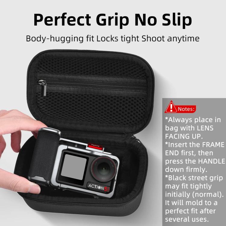 Flymile Carrying Case For DJI Osmo Action 5 Pro/4/3 Grip Cage Version Portable Handdbag - Black
