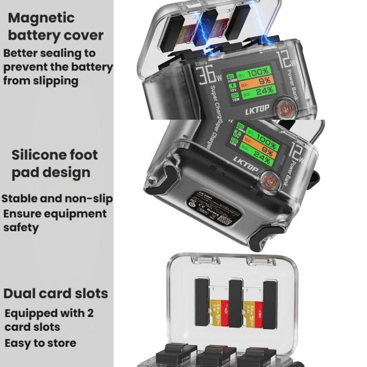 LKTOP ACG247 Multi-Functional Battery Charging Organizer For DJI Osmo 360 / Action 5 Pro / Action 4 / Action 3