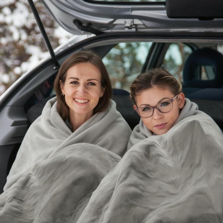 12V Car Electric Blanket for Road Trips - Gray