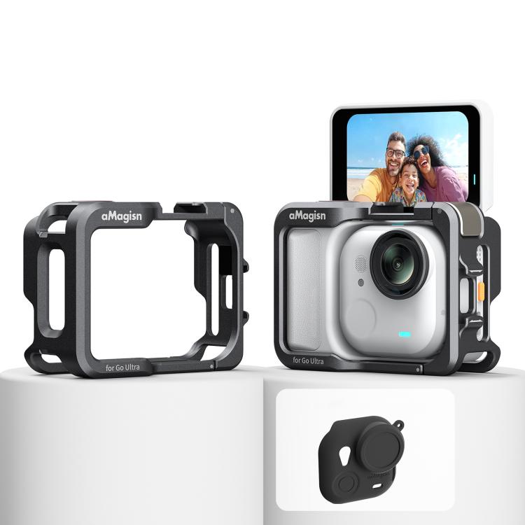 AMagisn Metal Cage For Insta360 GO Ultra Quick Release Protective Frame With Silicone Cover - TF01