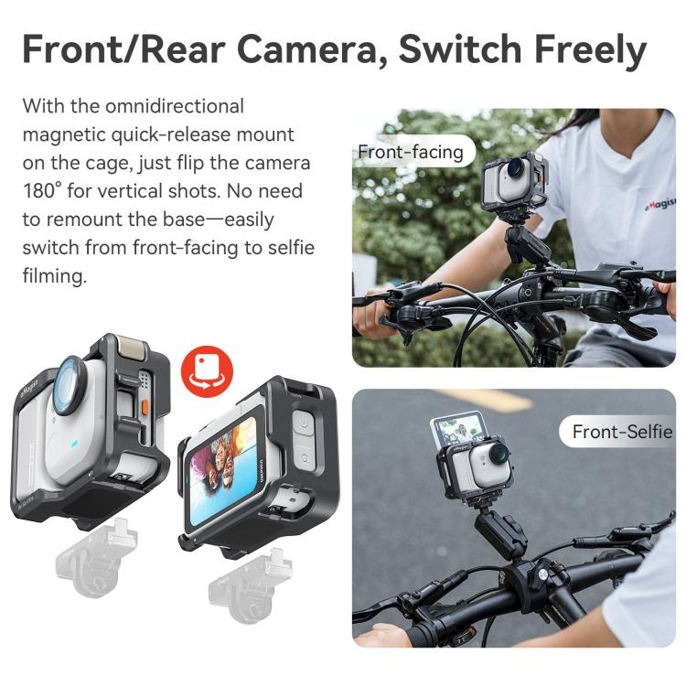 AMagisn Metal Cage For Insta360 GO Ultra Quick Release Protective Frame With Silicone Cover - TF01