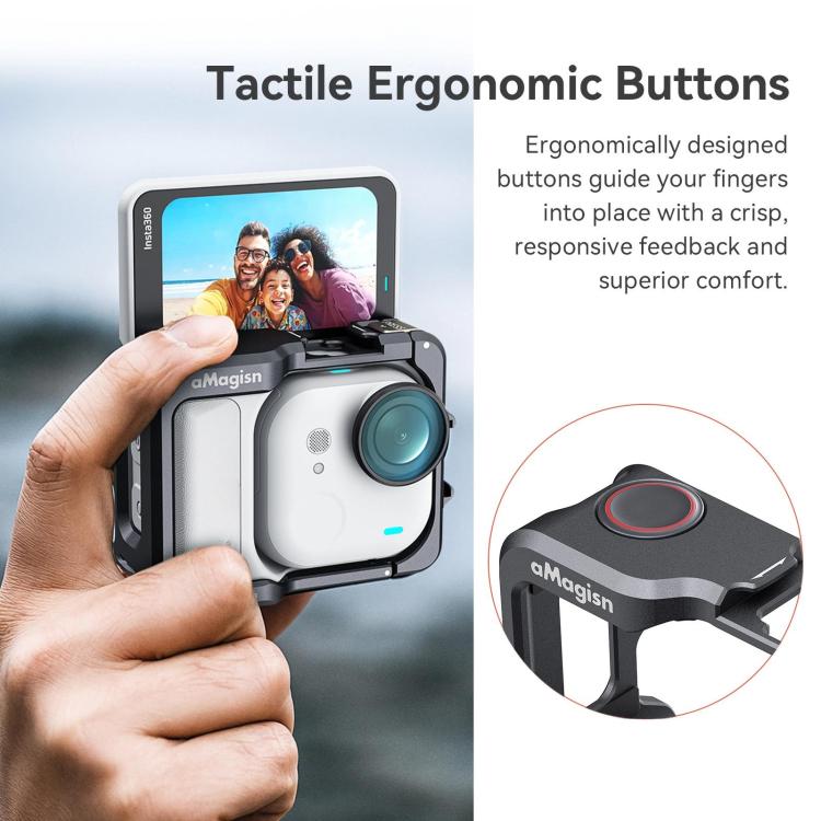 AMagisn Metal Cage For Insta360 GO Ultra Quick Release Protective Frame With Silicone Cover - TF01