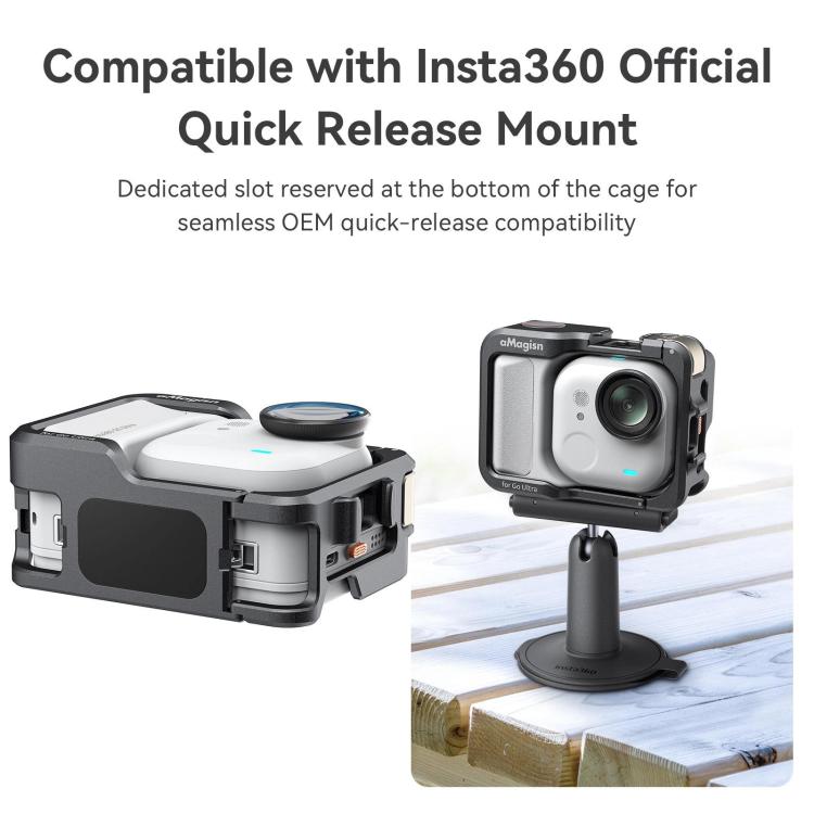 AMagisn Metal Cage For Insta360 GO Ultra Quick Release Protective Frame With Silicone Cover - TF01