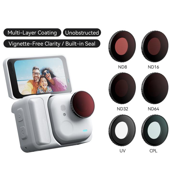 For Insta360 GO Ultra aMagisn Waterproof Filter Aluminum Alloy Frame Anti-fog Lens ND8/16/32+CPL