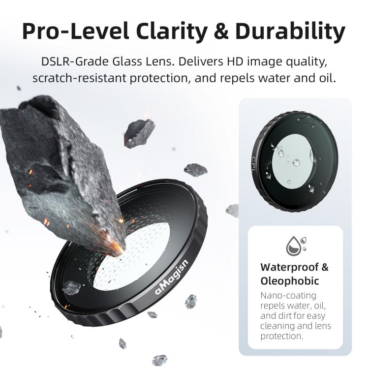 For Insta360 GO Ultra aMagisn Waterproof Filter Aluminum Alloy Frame Anti-fog Lens CPL
