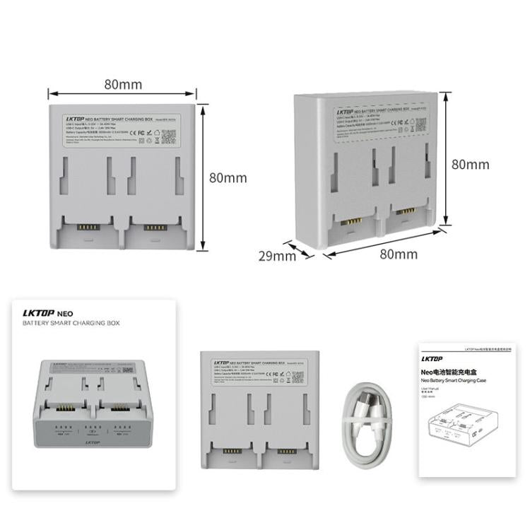 For DJI Neo LKTOP NC016 Dual Channel Smart Battery Fast Charging Case Drone Charging Manager