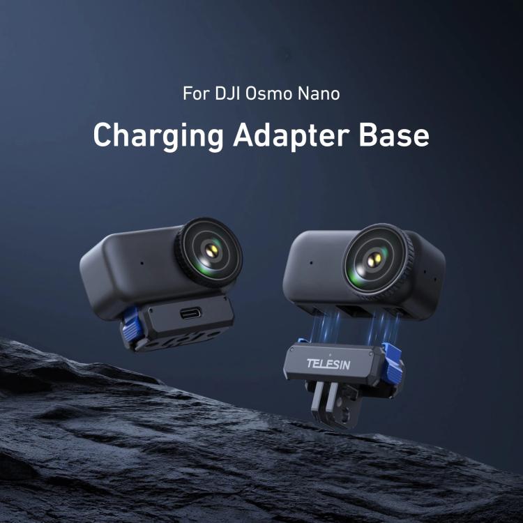 For DJI Osmo Nano TELESIN Magnetic Quick-Release Charging Base Rechargeable Adapter Mount - Black