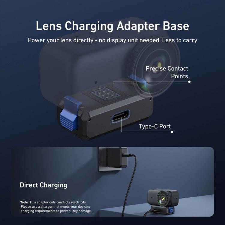 For DJI Osmo Nano TELESIN Magnetic Quick-Release Charging Base Rechargeable Adapter Mount - Black