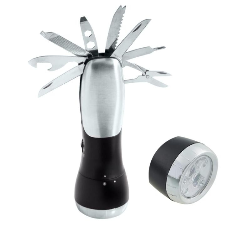 Portable Outdoor Flashlight Emergency Tool Kit - Black