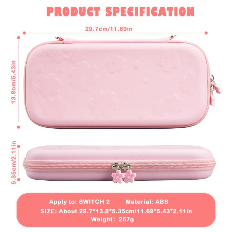 For Nintendo Switch 2 Sakura Print Crossbody Bag Portable Handheld Shoulder Carry Case