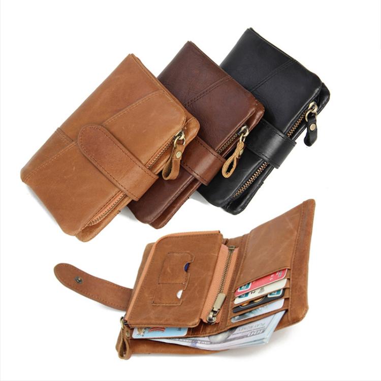 GL-26 RFID Men Foldable Leather Wallet Short-Style Multi-Functional Multi-Card Slot Wallet