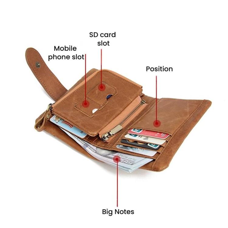 GL-26 RFID Men Foldable Leather Wallet Short-Style Multi-Functional Multi-Card Slot Wallet