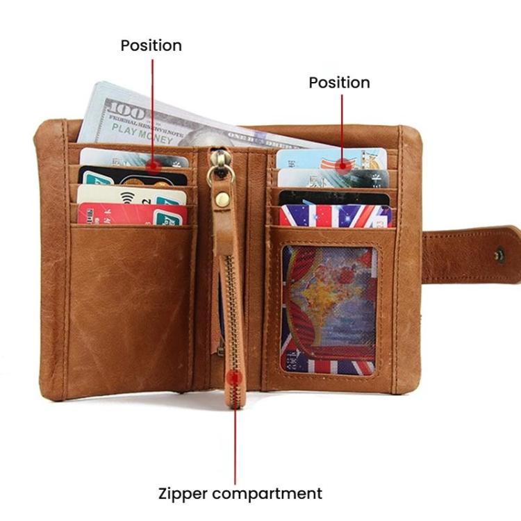 GL-26 RFID Men Foldable Leather Wallet Short-Style Multi-Functional Multi-Card Slot Wallet