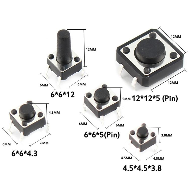 125pcs /Set Car Button Micro Tactile Switch - Bagged