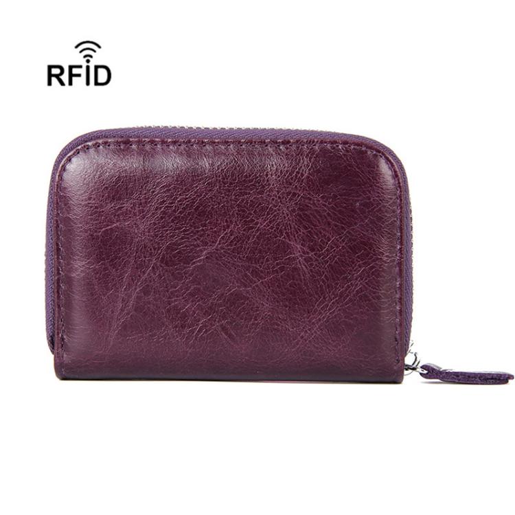 FQ666 Leather RFID Anti-Skimming Accordion Card Holder Multi-Card Slot ID Card Clip