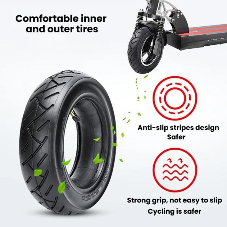 For Kugoo M4 Electric Scooter Anti-Slip Shock-Absorbing Wear-Resistant Rubber Tire 10 x 2.125 45-Degree Curved-Valve Inner Tire
