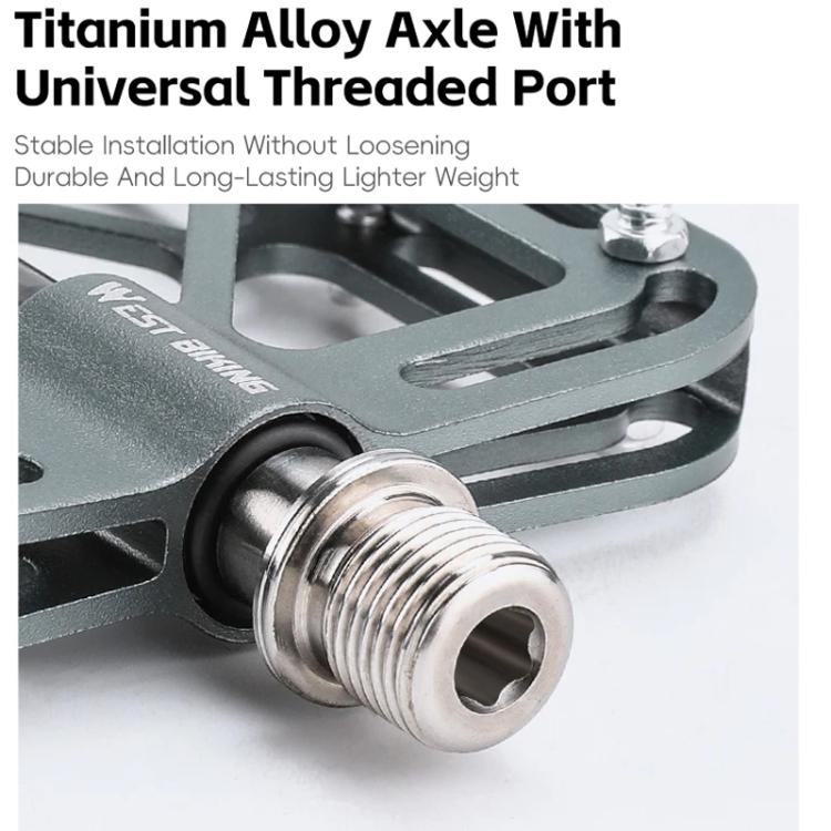 WEST BIKING Bicycle Titanium Shaft Triple Bearing Non-Slip Pedals