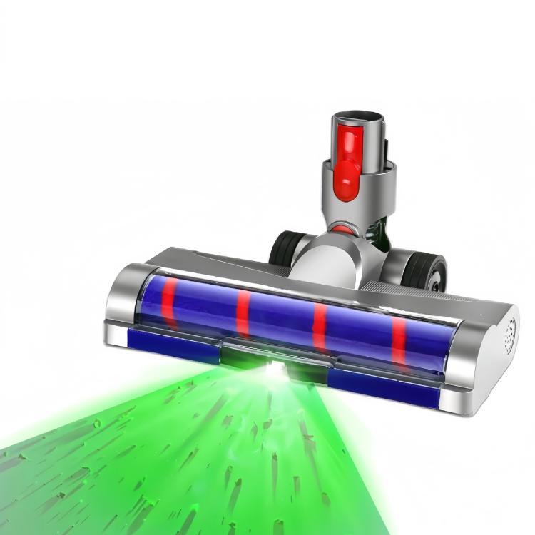 Soft Roller Floor Brush+Bristled Roller Combo For Dyson V7 V8 V10 V11 V15 Vacuum with Wide-Angle Green LED Light for Dust Revealing