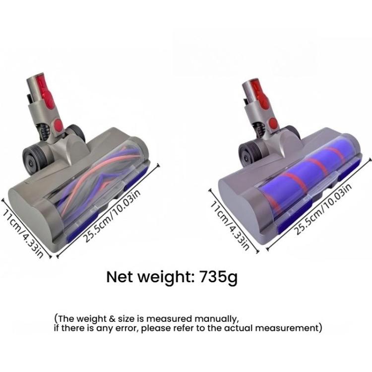 Soft Roller Floor Brush Head For Dyson V7 V8 V10 V11 V15 Vacuum with Wide-Angle Green LED Light for Dust Revealing