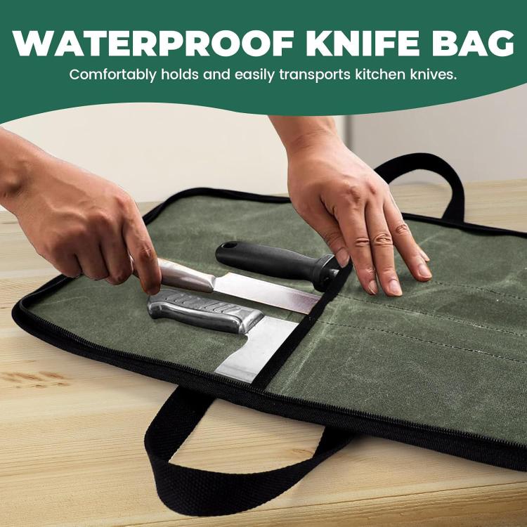Camping Knife Organizer Convenient Handheld Kitchenware Bag - Army Green