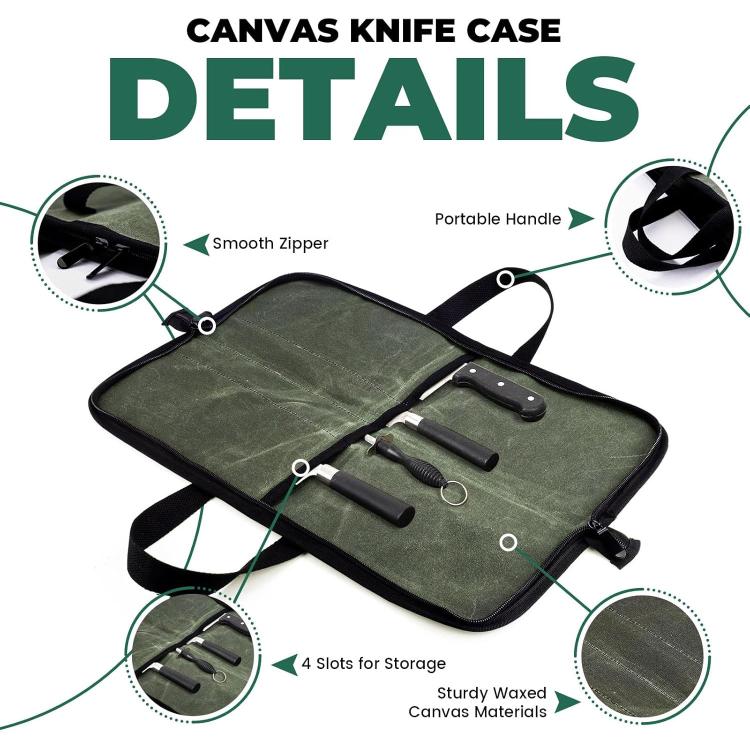 Camping Knife Organizer Convenient Handheld Kitchenware Bag - Army Green