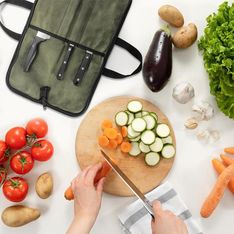 Camping Knife Organizer Convenient Handheld Kitchenware Bag - Army Green