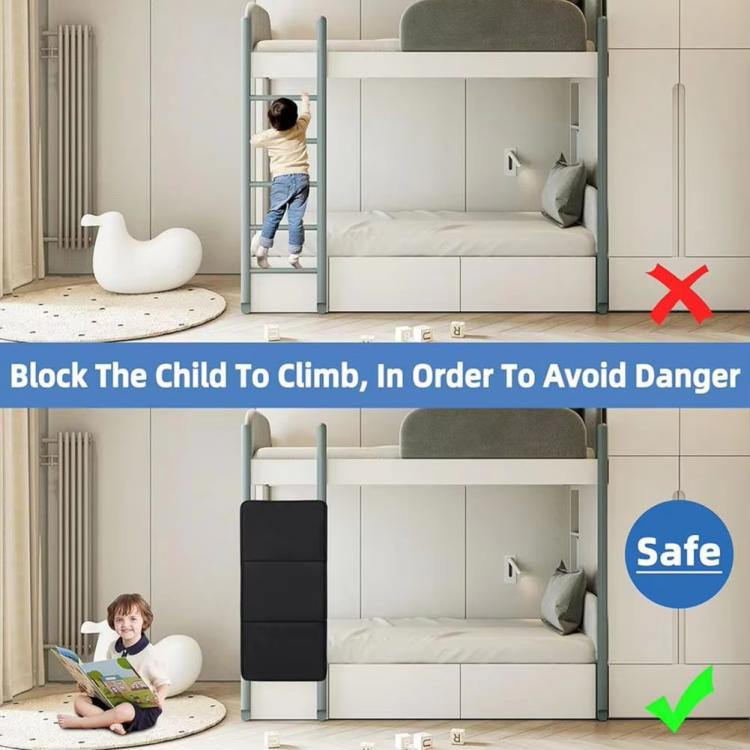 Children Bed Ladder Guard Bunk Locking Plate Preventing Children From Climbing Fall Protector - Black