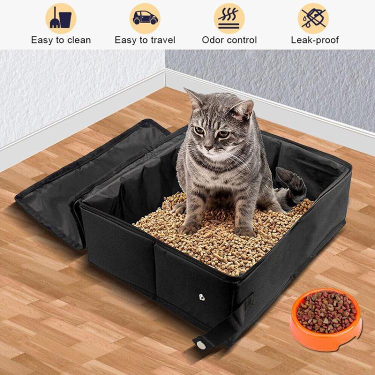 Foldable Fabric Litter Bag Portable Travel Litter Box - Black
